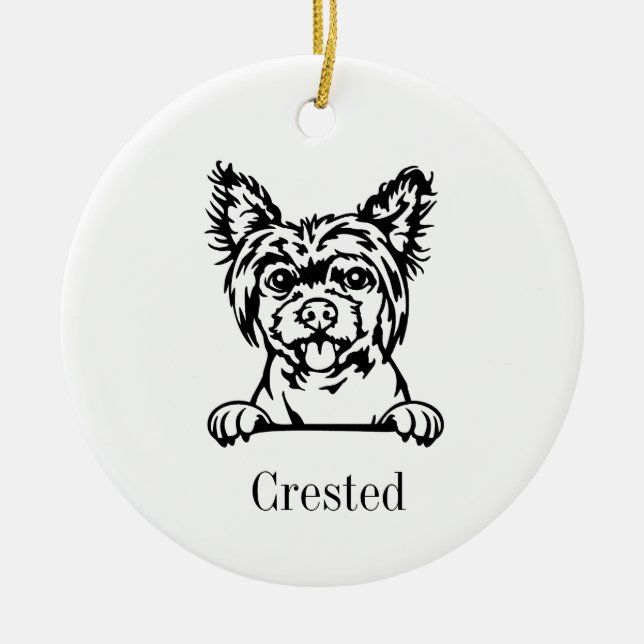 Ornamento chino de perro con crema (Frente)