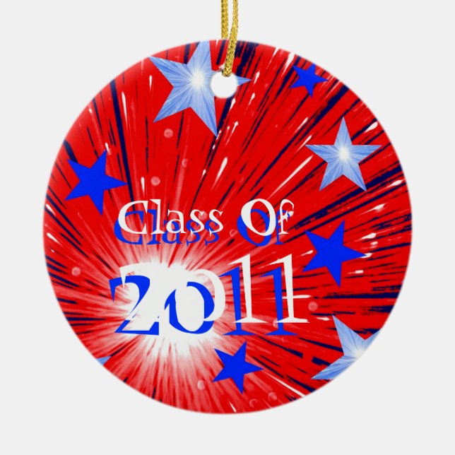 Ornamento 'Clase de 2011' azul blanco rojo de fueg (Frente)