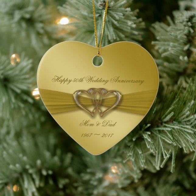Ornamento clásico de oro de 50 años Boda (Árbol)