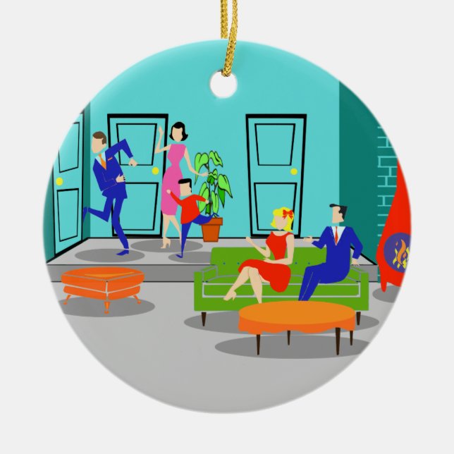 Ornamento clásico retro del navidad de la (Frente)