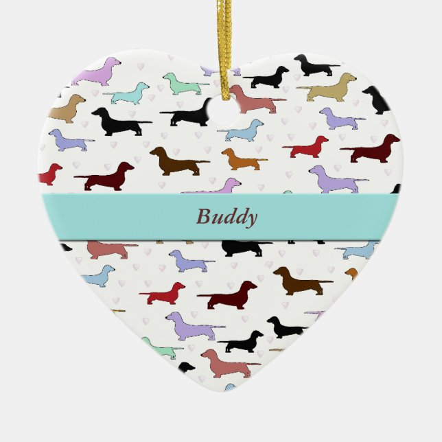 Ornamento colorido del Dachshund (Frente)