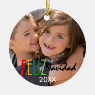 Ornamento colorido del navidad de la foto de Feliz