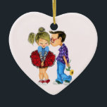 Ornamento con amor de pareja<br><div class="desc">Cute Pareja Romántica - Amor - Beso - Te Amo - Niño y Chica - Pintura divertida - Elegir / Añadir tu texto único / nombre / color - Hacer tu regalo especial - Redimensionar y mover o eliminar / añadir elementos - imagen / texto con herramienta de personalización. Pintura...</div>