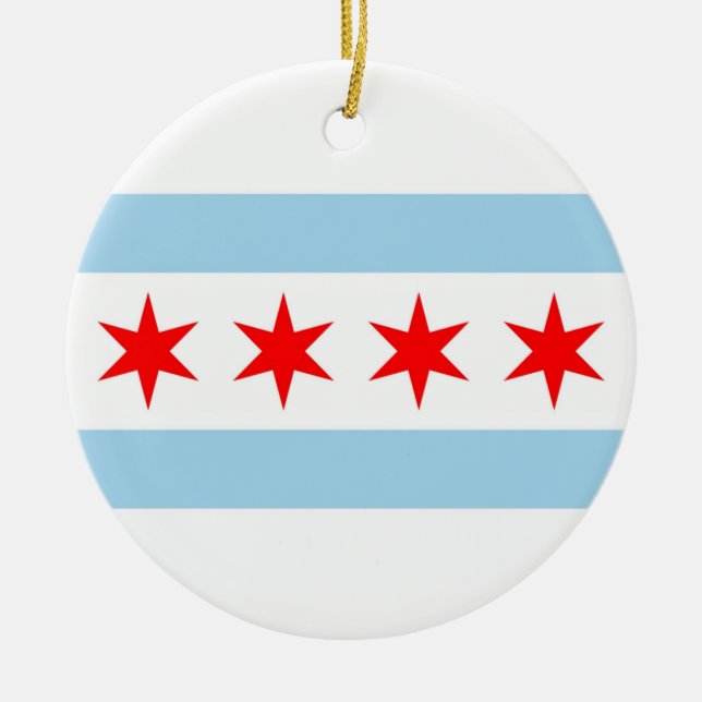Ornamento con bandera de Chicago, Illinois (Frente)