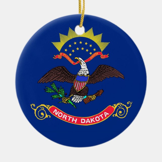 Ornamento con bandera de Dakota del Norte (Frente)