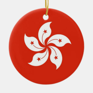 Ornamento con bandera de Hong Kong, China