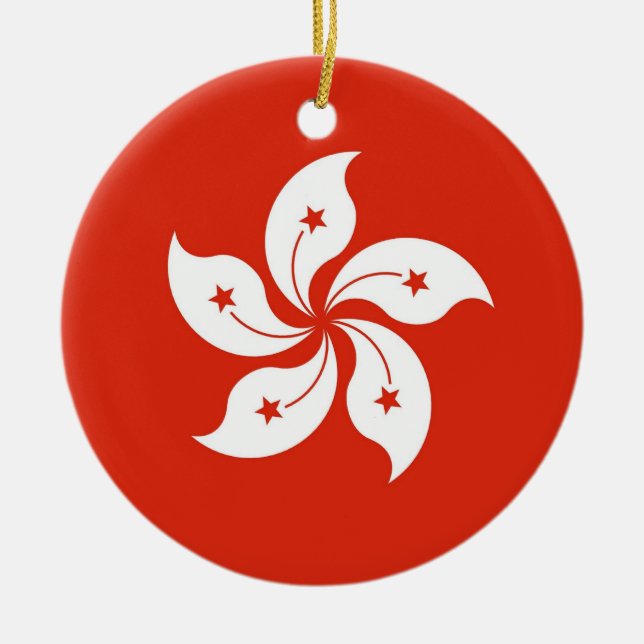 Ornamento con bandera de Hong Kong, China (Frente)