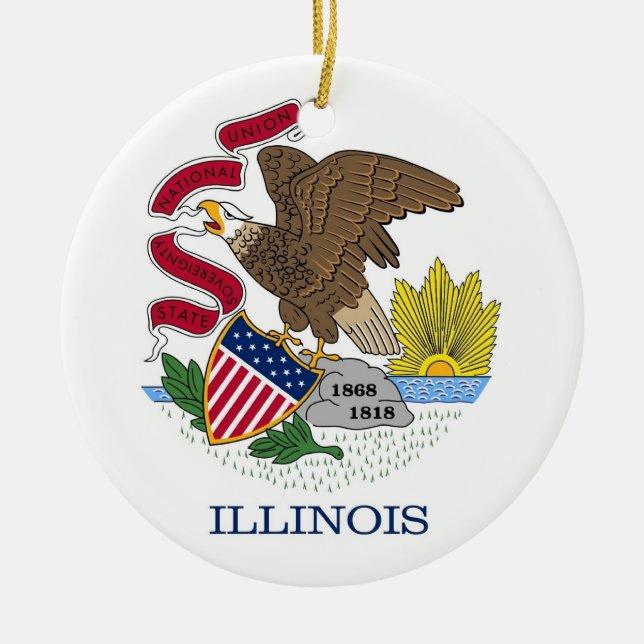 Ornamento con bandera de Illinois (Frente)