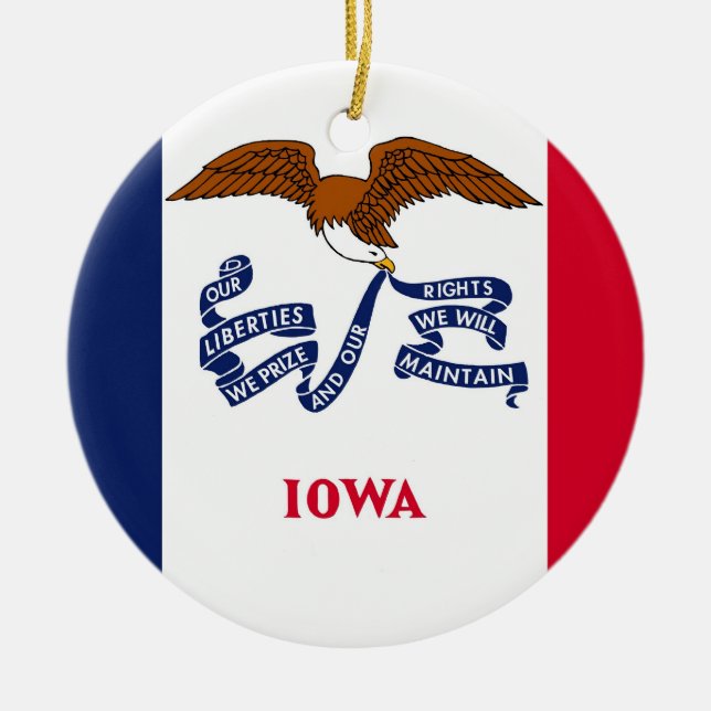 Ornamento con bandera de Iowa (Frente)