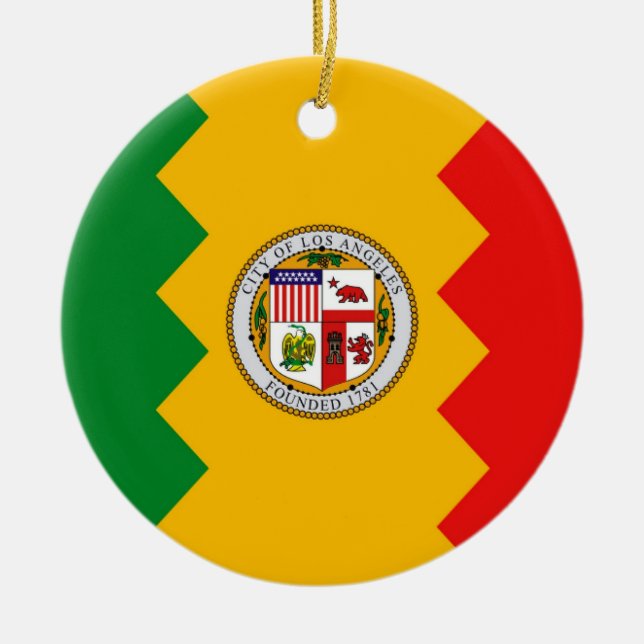 Ornamento con bandera de Los Ángeles, California (Frente)