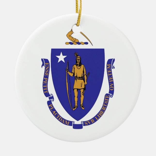 Ornamento con bandera de Massachusetts (Frente)