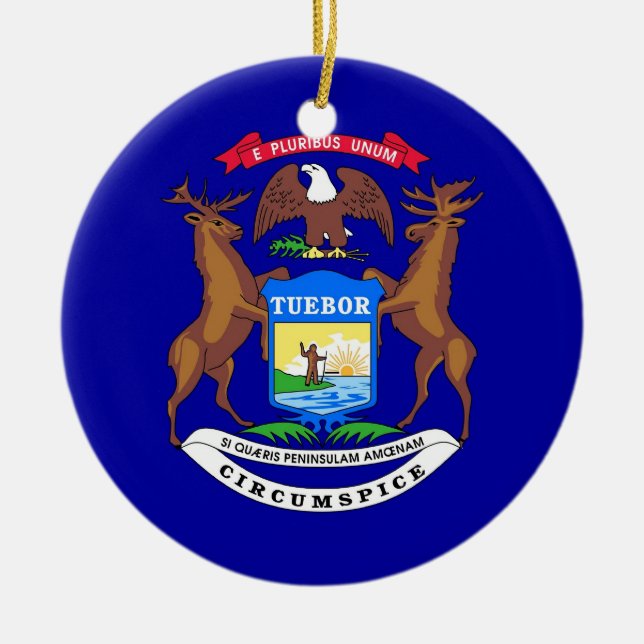 Ornamento con bandera de Michigan (Frente)