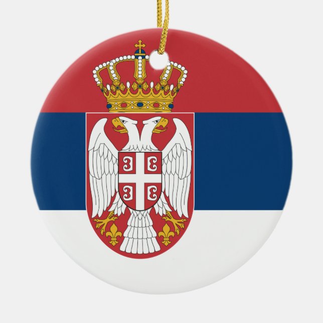 Ornamento con bandera de Serbia (Frente)