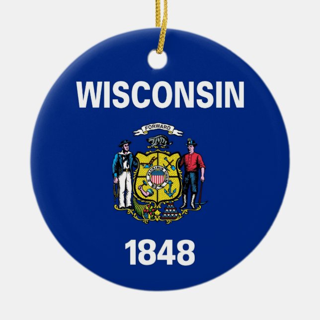Ornamento con bandera de Wisconsin (Frente)
