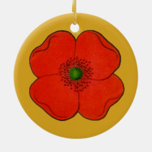 Ornamento con flor de amapola roja