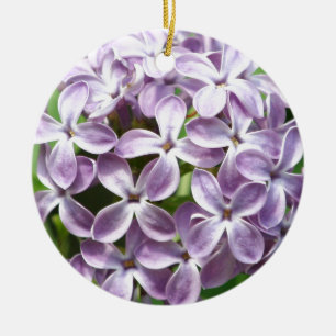 ornamento con la foto de lilas púrpuras hermosas