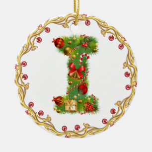 ornamento con monograma del navidad de la inicial