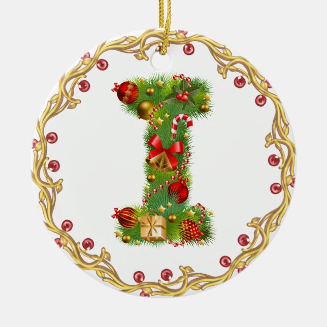 ornamento con monograma del navidad de la inicial (Frente)
