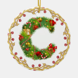 ornamento con monograma inicial del navidad de C -