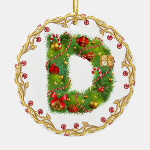 ornamento con monograma inicial del navidad de D -