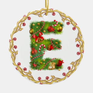 ornamento con monograma inicial del navidad de E -