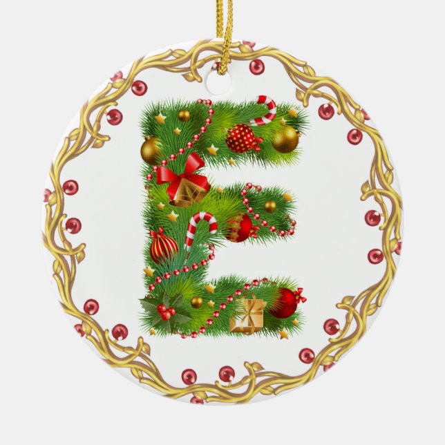 ornamento con monograma inicial del navidad de E - (Frente)