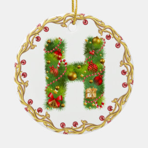 ornamento con monograma inicial del navidad de H -