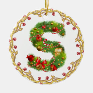 ornamento con monograma inicial del navidad de S -