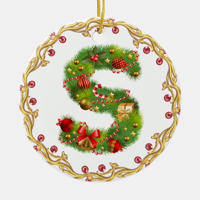 ornamento con monograma inicial del navidad de S - (Frente)