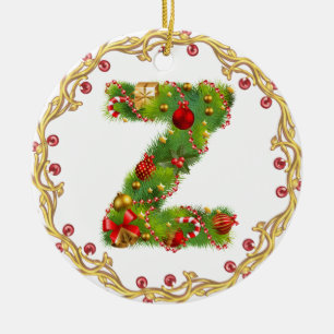 ornamento con monograma inicial del navidad de Z -