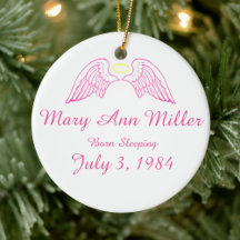 Ornamento conmemorativo Angel Wings Halo PINK
