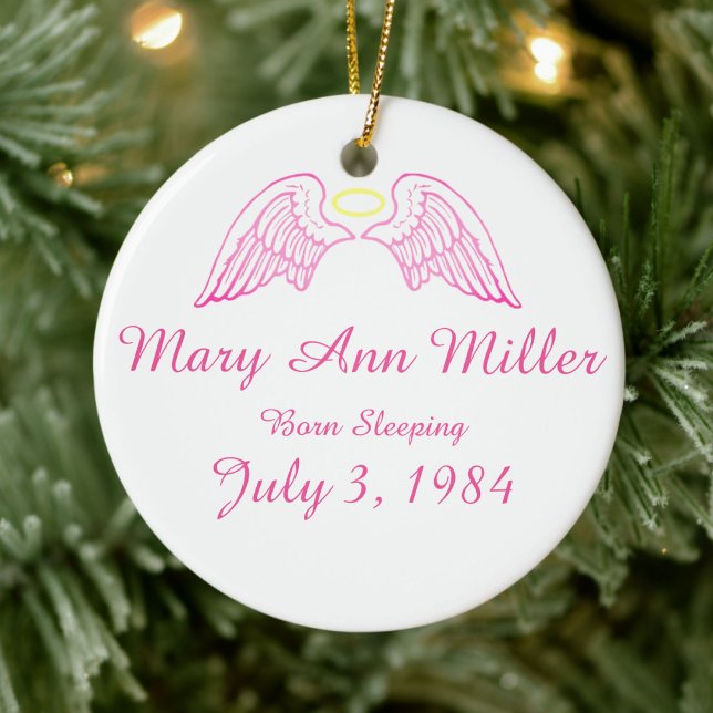 Ornamento conmemorativo Angel Wings Halo PINK (Subido por el creador)