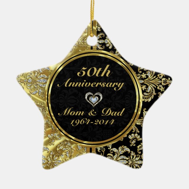 Ornamento conmemorativo de 50 años Boda Black & Go (Frente)