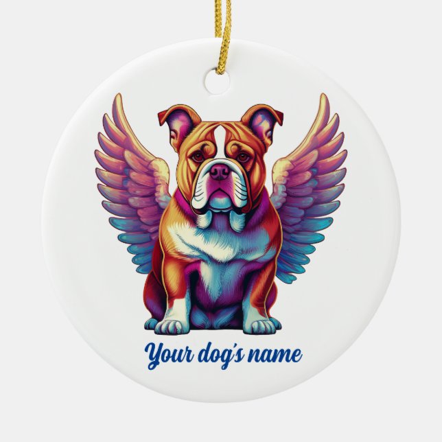 Ornamento conmemorativo del bulldog Angel Dog (Frente)