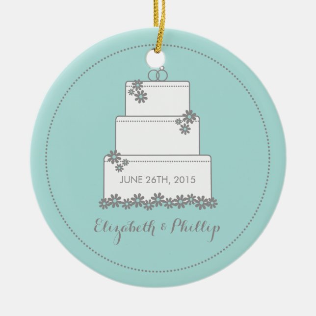 Ornamento conmemorativo del pastel de bodas - (Frente)