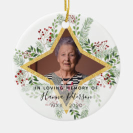 Ornamento conmemorativo dorado y floral