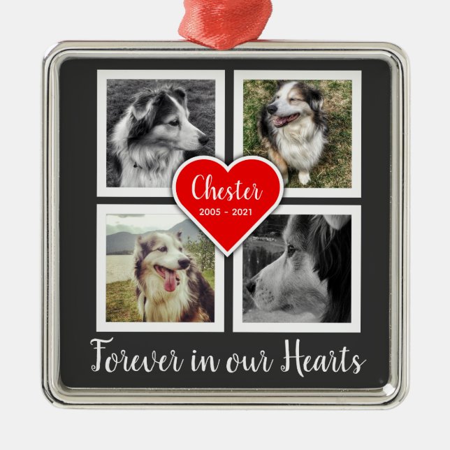 Ornamento conmemorativo mascota con cuatro fotos y (Frente)