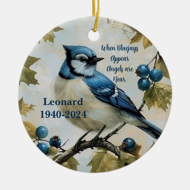 Ornamento conmemorativo personalizado de Blue jays (Frente)