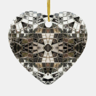 Ornamento cruzado de plata del corazón del mosaico