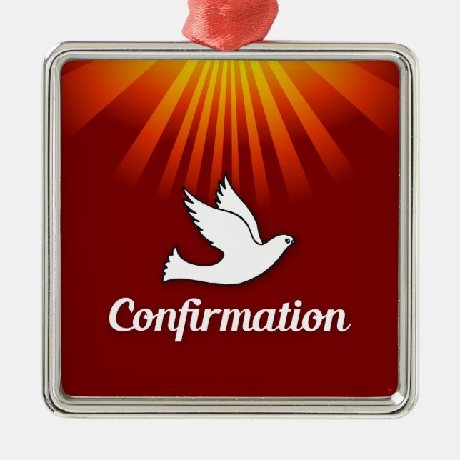 Ornamento cuadrado, confianza, palo en rojo, (Frente)