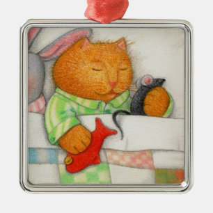 Ornamento cuadrado de COZY KITTY Premium