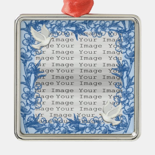 Ornamento cuadrado de Dove Personalizado (Frente)