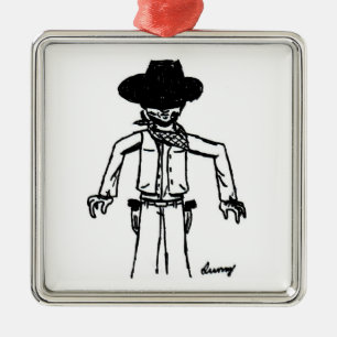 Ornamento cuadrado de esbozo de Cowboy