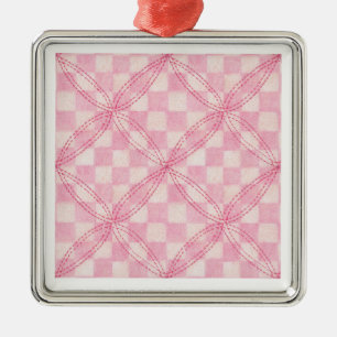 Ornamento cuadrado de la función PINK CHECK QUILT