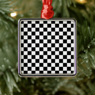 Ornamento cuadrado de Navidades de cuadros blancos