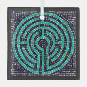 Ornamento cuadrado de vidrio LABYRINTH III