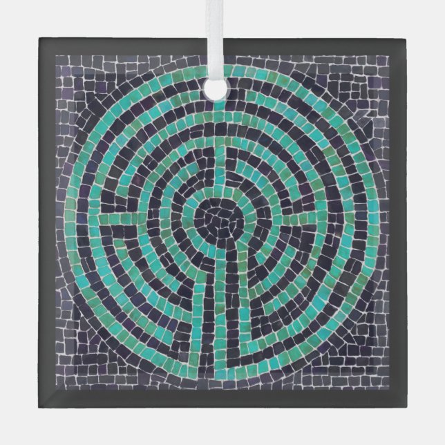 Ornamento cuadrado de vidrio LABYRINTH III (Anverso)