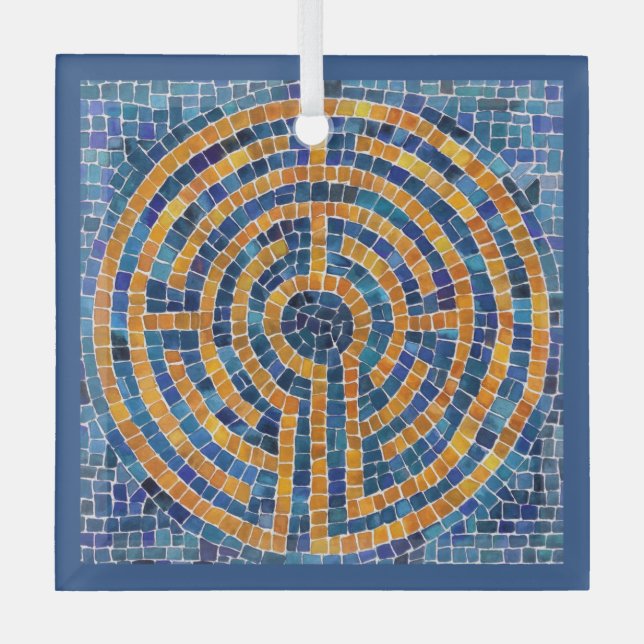 Ornamento cuadrado de vidrio LABYRINTH IV (Anverso)