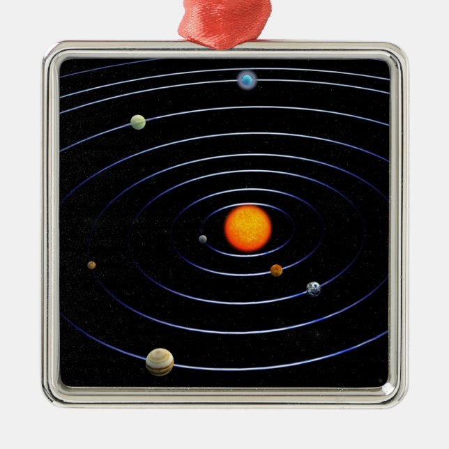 Ornamento cuadrado del sistema solar (Frente)