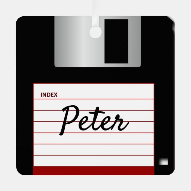 Ornamento cuadrado Metalizado del ordenador retro  (Anverso)